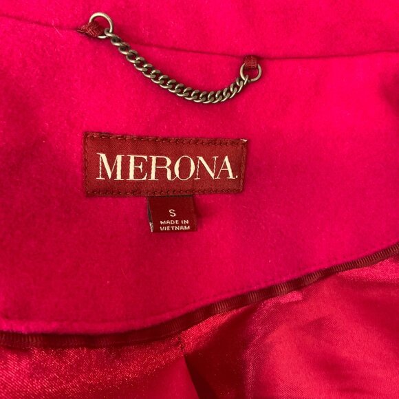 Morona Pea Coat pink women's size small double breasted button down front workin - Picture 7 of 8